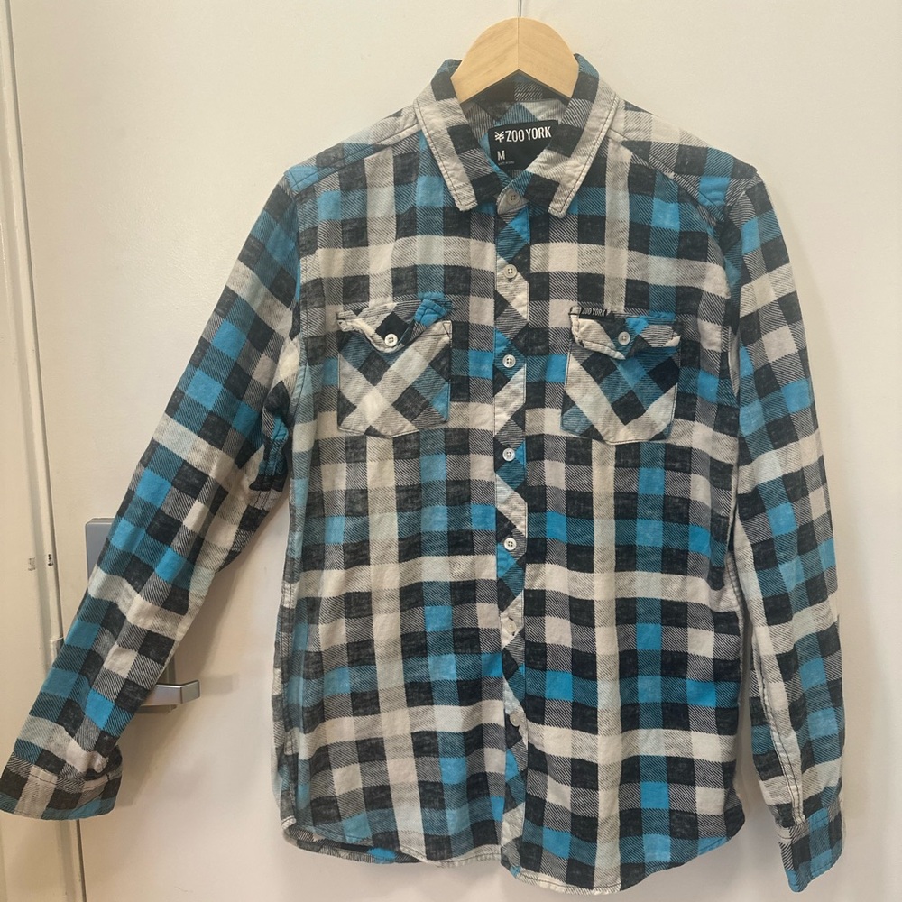 Zoo York Blue, White and Black Plaid Shirt